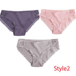 3PCS/Set Cotton Underwear Women's Panties Comfort Underpants  Floral Lace Briefs For Woman Sexy Low-Rise Pantys Intimates M L XL - ENSEIGNE DENIS