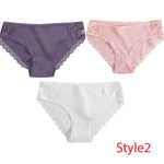 3PCS/Set Cotton Underwear Women's Panties Comfort Underpants  Floral Lace Briefs For Woman Sexy Low-Rise Pantys Intimates M L XL - ENSEIGNE DENIS