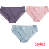 3PCS/Set Cotton Underwear Women's Panties Comfort Underpants  Floral Lace Briefs For Woman Sexy Low-Rise Pantys Intimates M L XL - ENSEIGNE DENIS