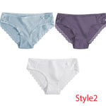 3PCS/Set Cotton Underwear Women's Panties Comfort Underpants  Floral Lace Briefs For Woman Sexy Low-Rise Pantys Intimates M L XL - ENSEIGNE DENIS
