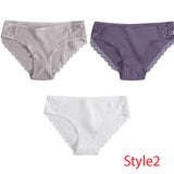 3PCS/Set Cotton Underwear Women's Panties Comfort Underpants  Floral Lace Briefs For Woman Sexy Low-Rise Pantys Intimates M L XL - ENSEIGNE DENIS