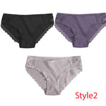 3PCS/Set Cotton Underwear Women's Panties Comfort Underpants  Floral Lace Briefs For Woman Sexy Low-Rise Pantys Intimates M L XL - ENSEIGNE DENIS