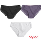 3PCS/Set Cotton Underwear Women's Panties Comfort Underpants  Floral Lace Briefs For Woman Sexy Low-Rise Pantys Intimates M L XL - ENSEIGNE DENIS