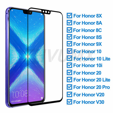 9D Protective Glass On For Huawei Honor 8X 8A 8C 8S 9X Screen Protector For Honor 10 Lite 20 Pro 10i V20 V30 Tempered Glass Film - ENSEIGNE DENIS