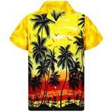 Yellow Hawaiian Beach Shirt Men 2020 Summer Fashion Palm Tree Printed Mens Tropical Aloha Shirts Holiday Vacation Chemise Homme - ENSEIGNE DENIS