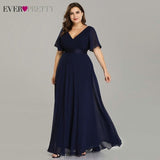 Plus Size Evening Dresses Ever Pretty EP09890 Elegant V-Neck Ruffles Chiffon Formal Evening Gown Party Dress Robe De Soiree 2020 - ENSEIGNE DENIS