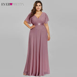Plus Size Evening Dresses Ever Pretty EP09890 Elegant V-Neck Ruffles Chiffon Formal Evening Gown Party Dress Robe De Soiree 2020 - ENSEIGNE DENIS