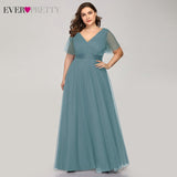 Plus Size Evening Dresses Ever Pretty EP09890 Elegant V-Neck Ruffles Chiffon Formal Evening Gown Party Dress Robe De Soiree 2020 - ENSEIGNE DENIS