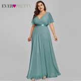 Plus Size Evening Dresses Ever Pretty EP09890 Elegant V-Neck Ruffles Chiffon Formal Evening Gown Party Dress Robe De Soiree 2020 - ENSEIGNE DENIS