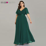 Plus Size Evening Dresses Ever Pretty EP09890 Elegant V-Neck Ruffles Chiffon Formal Evening Gown Party Dress Robe De Soiree 2020 - ENSEIGNE DENIS