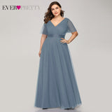 Plus Size Evening Dresses Ever Pretty EP09890 Elegant V-Neck Ruffles Chiffon Formal Evening Gown Party Dress Robe De Soiree 2020 - ENSEIGNE DENIS