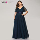 Plus Size Evening Dresses Ever Pretty EP09890 Elegant V-Neck Ruffles Chiffon Formal Evening Gown Party Dress Robe De Soiree 2020 - ENSEIGNE DENIS
