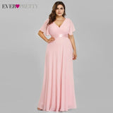 Plus Size Evening Dresses Ever Pretty EP09890 Elegant V-Neck Ruffles Chiffon Formal Evening Gown Party Dress Robe De Soiree 2020 - ENSEIGNE DENIS