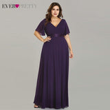 Plus Size Evening Dresses Ever Pretty EP09890 Elegant V-Neck Ruffles Chiffon Formal Evening Gown Party Dress Robe De Soiree 2020 - ENSEIGNE DENIS