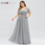 Plus Size Evening Dresses Ever Pretty EP09890 Elegant V-Neck Ruffles Chiffon Formal Evening Gown Party Dress Robe De Soiree 2020 - ENSEIGNE DENIS