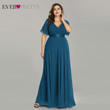 Plus Size Evening Dresses Ever Pretty EP09890 Elegant V-Neck Ruffles Chiffon Formal Evening Gown Party Dress Robe De Soiree 2020 - ENSEIGNE DENIS