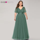 Plus Size Evening Dresses Ever Pretty EP09890 Elegant V-Neck Ruffles Chiffon Formal Evening Gown Party Dress Robe De Soiree 2020 - ENSEIGNE DENIS