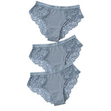 3 Pcs Cotton Panties Sexy Panty Briefs Lace Panties Women Underwear Lingerie Panties for Female Ladies Floral Pantys Underpants - ENSEIGNE DENIS