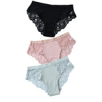 3 Pcs Cotton Panties Sexy Panty Briefs Lace Panties Women Underwear Lingerie Panties for Female Ladies Floral Pantys Underpants - ENSEIGNE DENIS
