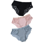 3 Pcs Cotton Panties Sexy Panty Briefs Lace Panties Women Underwear Lingerie Panties for Female Ladies Floral Pantys Underpants - ENSEIGNE DENIS