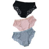 3 Pcs Cotton Panties Sexy Panty Briefs Lace Panties Women Underwear Lingerie Panties for Female Ladies Floral Pantys Underpants - ENSEIGNE DENIS