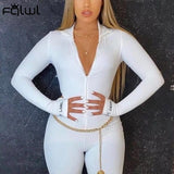 FQLWL Streetwear White Black Knitted Sexy Bodycon Jumpsuit Women Overalls 2019 Long Sleeve Skinny Rompers Womens Jumpsuit Female - ENSEIGNE DENIS