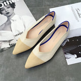 2020Women's Flat Shoes Ballet Shoes Breathable Knit Pointed Shoes Moccasin Mixed Color Women's Soft Shoes Women Zapatos De - ENSEIGNE DENIS