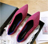 2020Women's Flat Shoes Ballet Shoes Breathable Knit Pointed Shoes Moccasin Mixed Color Women's Soft Shoes Women Zapatos De - ENSEIGNE DENIS