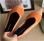 2020Women's Flat Shoes Ballet Shoes Breathable Knit Pointed Shoes Moccasin Mixed Color Women's Soft Shoes Women Zapatos De - ENSEIGNE DENIS