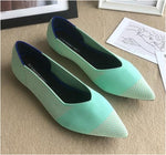 2020Women's Flat Shoes Ballet Shoes Breathable Knit Pointed Shoes Moccasin Mixed Color Women's Soft Shoes Women Zapatos De - ENSEIGNE DENIS