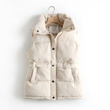 Brieuces Women's Korean Style Solid Sleeveless Winter Keep Warm Winter Vest Coat Single Women Breasted Loose Thick Fashion Vest - ENSEIGNE DENIS
