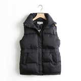 Brieuces Women's Korean Style Solid Sleeveless Winter Keep Warm Winter Vest Coat Single Women Breasted Loose Thick Fashion Vest - ENSEIGNE DENIS