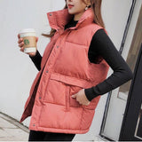 Brieuces Women's Korean Style Solid Sleeveless Winter Keep Warm Winter Vest Coat Single Women Breasted Loose Thick Fashion Vest - ENSEIGNE DENIS