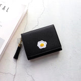PURDORED 1 Pc Women Cartoon Short Wallet Leather Fried Egg Cute Wallets Purse Card Holder Lady Female Fashion Short Coin Purse - ENSEIGNE DENIS