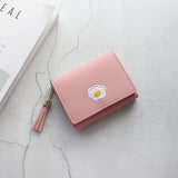 PURDORED 1 Pc Women Cartoon Short Wallet Leather Fried Egg Cute Wallets Purse Card Holder Lady Female Fashion Short Coin Purse - ENSEIGNE DENIS