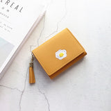 PURDORED 1 Pc Women Cartoon Short Wallet Leather Fried Egg Cute Wallets Purse Card Holder Lady Female Fashion Short Coin Purse - ENSEIGNE DENIS