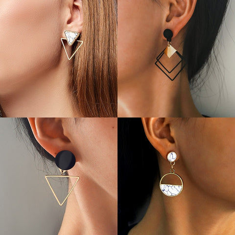 X&P New Fashion Round Dangle Drop Korean Earrings For Women Geometric Round Heart Gold Earring Wedding 2020 kolczyki Jewelry - ENSEIGNE DENIS