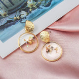 X&P New Fashion Round Dangle Drop Korean Earrings For Women Geometric Round Heart Gold Earring Wedding 2020 kolczyki Jewelry - ENSEIGNE DENIS