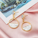 X&P New Fashion Round Dangle Drop Korean Earrings For Women Geometric Round Heart Gold Earring Wedding 2020 kolczyki Jewelry - ENSEIGNE DENIS