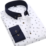 Men Shirt Long Sleeve Floral Printing Plaid Fashion Pocket Casual Shirts 100% Polyester Soft Comfortable Men Dress Shirt DS375 - ENSEIGNE DENIS