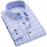 Men Shirt Long Sleeve Floral Printing Plaid Fashion Pocket Casual Shirts 100% Polyester Soft Comfortable Men Dress Shirt DS375 - ENSEIGNE DENIS