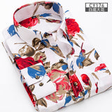 Men Shirt Long Sleeve Floral Printing Plaid Fashion Pocket Casual Shirts 100% Polyester Soft Comfortable Men Dress Shirt DS375 - ENSEIGNE DENIS