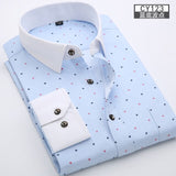 Men Shirt Long Sleeve Floral Printing Plaid Fashion Pocket Casual Shirts 100% Polyester Soft Comfortable Men Dress Shirt DS375 - ENSEIGNE DENIS