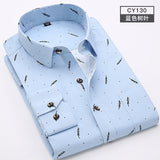 Men Shirt Long Sleeve Floral Printing Plaid Fashion Pocket Casual Shirts 100% Polyester Soft Comfortable Men Dress Shirt DS375 - ENSEIGNE DENIS