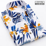 Men Shirt Long Sleeve Floral Printing Plaid Fashion Pocket Casual Shirts 100% Polyester Soft Comfortable Men Dress Shirt DS375 - ENSEIGNE DENIS
