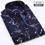 Men Shirt Long Sleeve Floral Printing Plaid Fashion Pocket Casual Shirts 100% Polyester Soft Comfortable Men Dress Shirt DS375 - ENSEIGNE DENIS