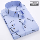 Men Shirt Long Sleeve Floral Printing Plaid Fashion Pocket Casual Shirts 100% Polyester Soft Comfortable Men Dress Shirt DS375 - ENSEIGNE DENIS