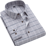 Men Shirt Long Sleeve Floral Printing Plaid Fashion Pocket Casual Shirts 100% Polyester Soft Comfortable Men Dress Shirt DS375 - ENSEIGNE DENIS