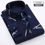Men Shirt Long Sleeve Floral Printing Plaid Fashion Pocket Casual Shirts 100% Polyester Soft Comfortable Men Dress Shirt DS375 - ENSEIGNE DENIS