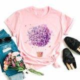 Women 2020 Summer Short Sleeve Floral Flower Fashion Lady T-shirts Top T Shirt Ladies Womens Graphic Female Tee T-Shirt - ENSEIGNE DENIS